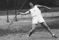Erna Low at 17 throwing the javelin for Austria